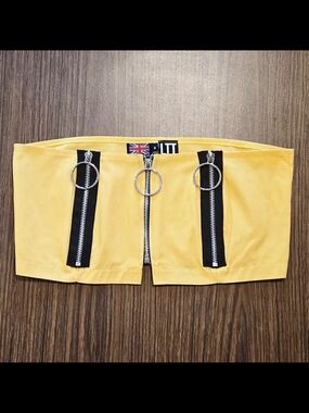 Rare LTT Store Linus Tech Tips Yellow Contrast Multi Zip Tube Top